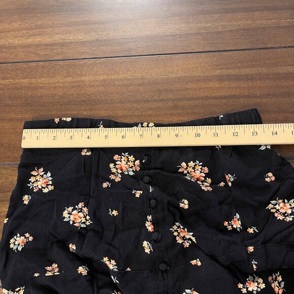NWOT American Eagle Floral Maxi Slit Skirt Medium black white yellow Size M - Picture 5 of 12